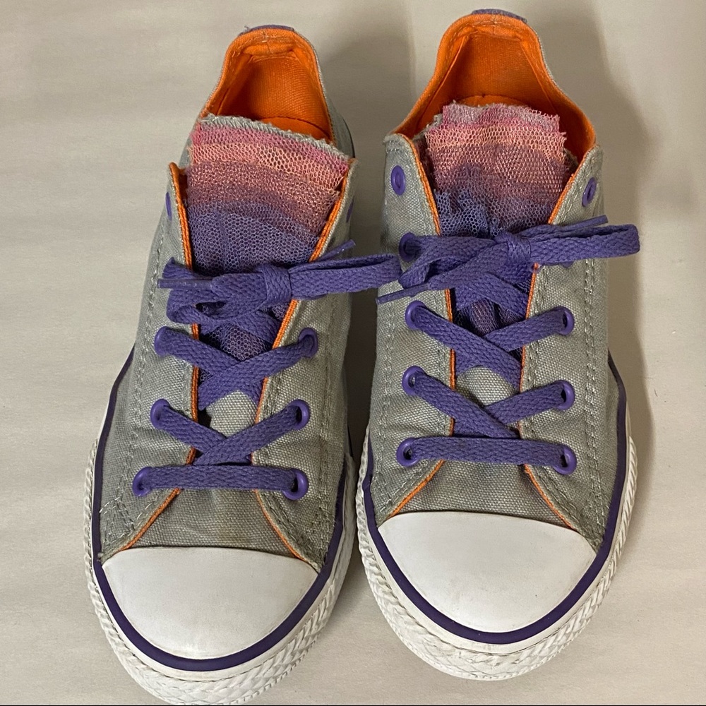 Tulle Layers Embellished Converse All Star Chuck Taylor Low Tops, W 5.5 / Jr 4 - Picture 5 of 12